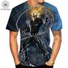 Sommer Rundhals 3D Flammen Totenkopf Print Top Modische Lässige Kurzarm Herren T-Shirts