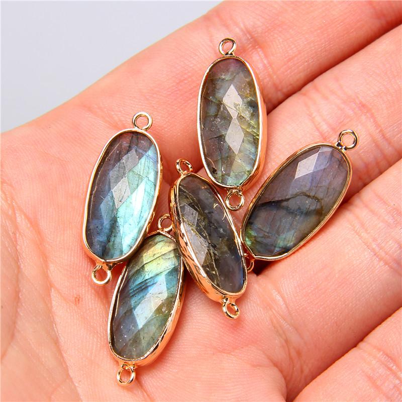 2pcs 10X26mm Natural Double Loop Crystal Stone Connector Pendant Charm Amethys for Jewelry Making Necklace Earring Accessory