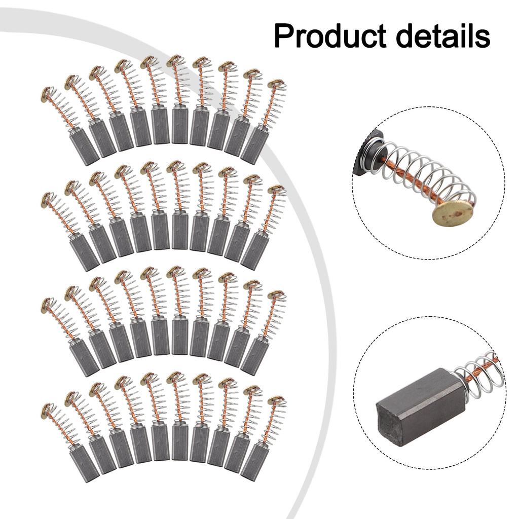Carbon Brushes 40 Pack Replacement for Electric Motors Power Tools 10 X 5 X 5mm Parts To Support Motor Efficiency