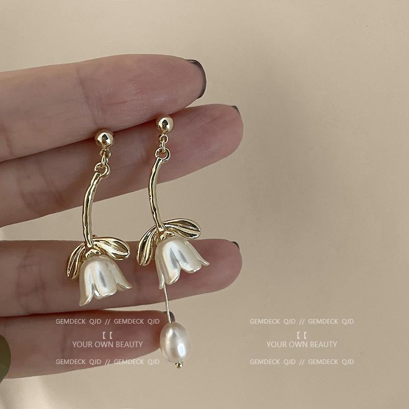 Korean Pearl Tassel Earrings with Silver Needle