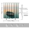 Serene Waterscape Shower Curtain, Wooden Boat at Dawn, Peach to Blue Gradient, Fade-Resistant Polyester,Bathroom Decor