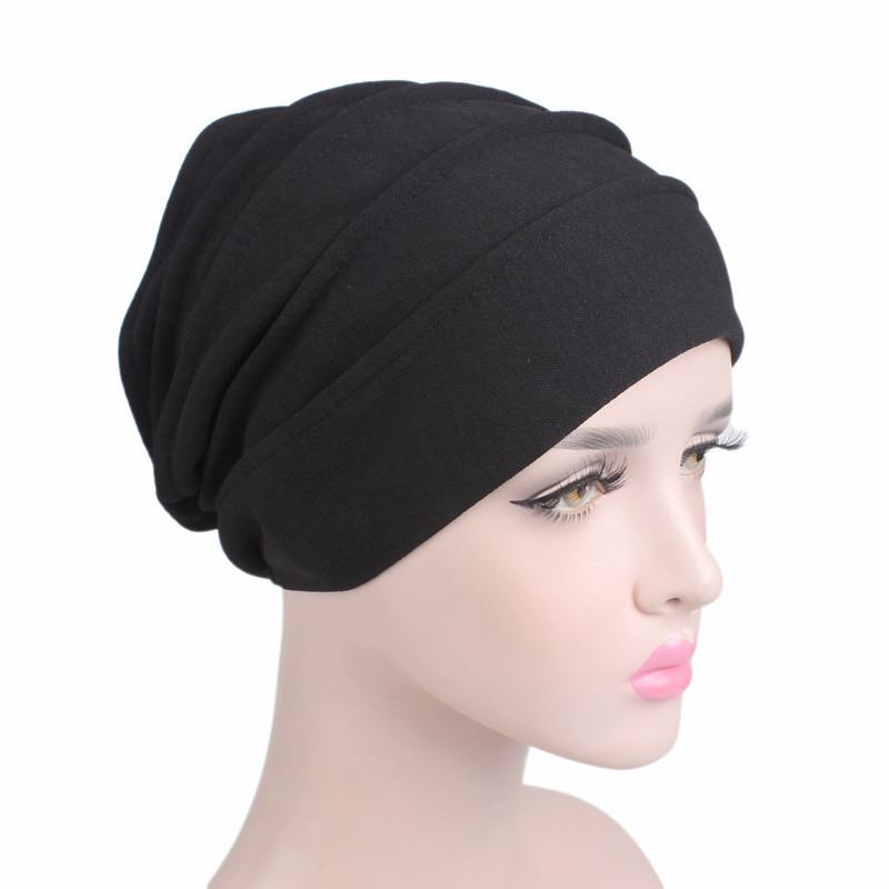 New Elastic Fashion Turban Hat Solid Color Women Warm Winter Headscarf Bonnet Inner Hijabs Cap Muslim Hijab Femme Wrap Head