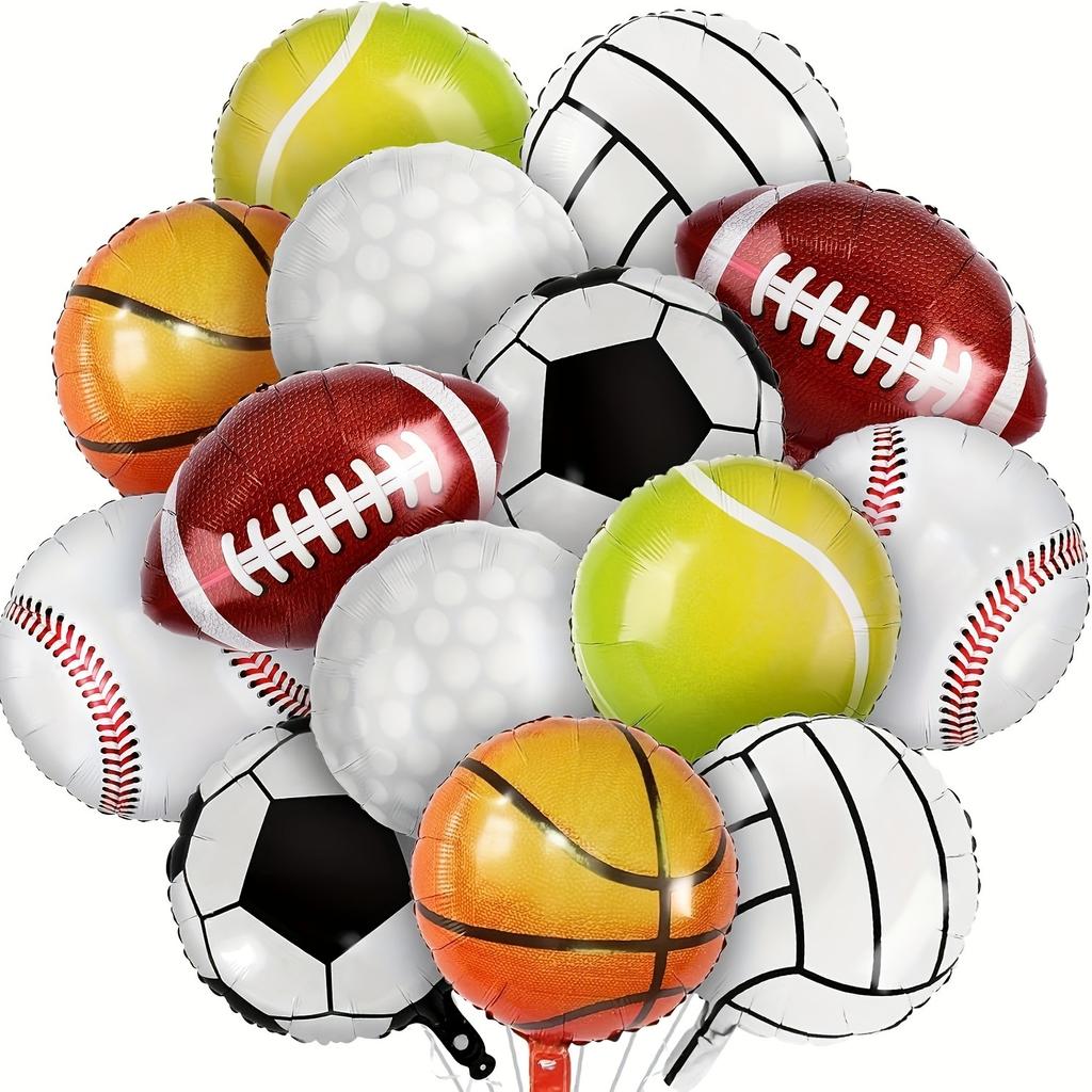 14pcs Set of Sports Aluminum Foil Balloons 18-inch Baseball Basketball Football Volleyball Tennis Golf Theme Party Decorations