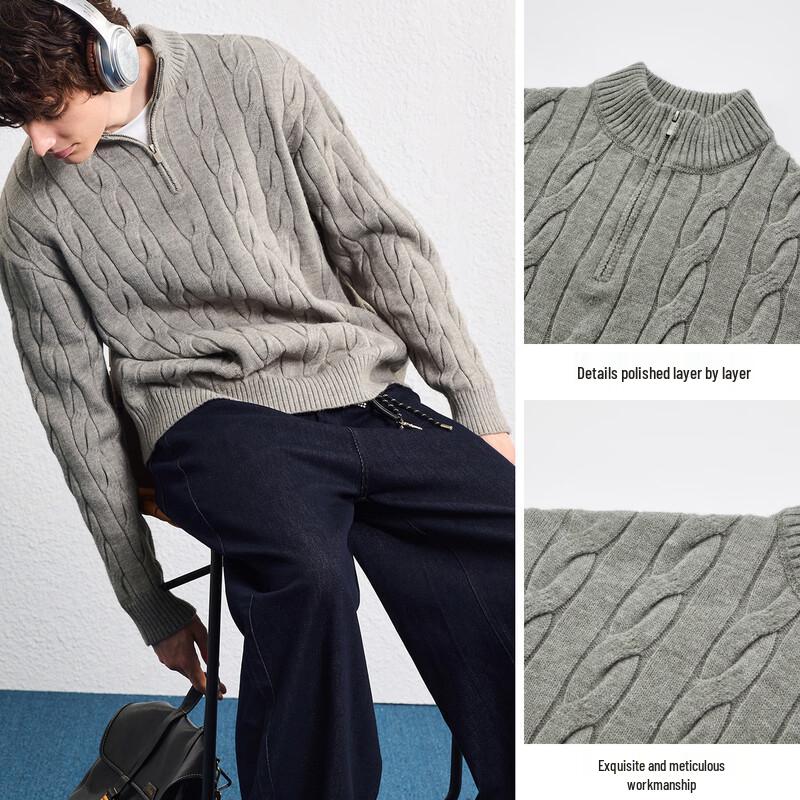 TonLion Men's Mock Neck Pullover Knit Sweater