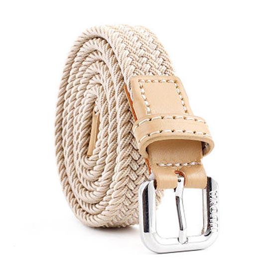 Men Women Casual Knitted Pin Buckle Belt Woven Canvas Elastic Stretch Belts Plain Webbing