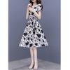 Floral Print High Waist Dress for Petite Women - Short Sleeve Summer Style