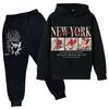 Kids Trendy Printed Pullover Hoodie and Sweatpants Set - Loose Fit Long Sleeve Casual 2 Piece Outfit