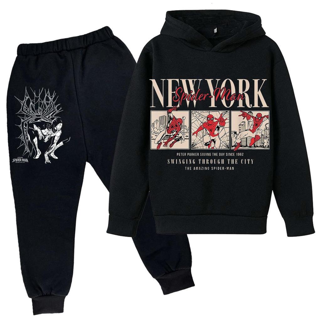 Kids Trendy Printed Pullover Hoodie and Sweatpants Set - Loose Fit Long Sleeve Casual 2 Piece Outfit