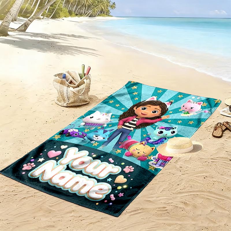 Name Custom Gabby Print Beach Towel, Large Soft Quick Dry Towel for Beach Camping Swimming