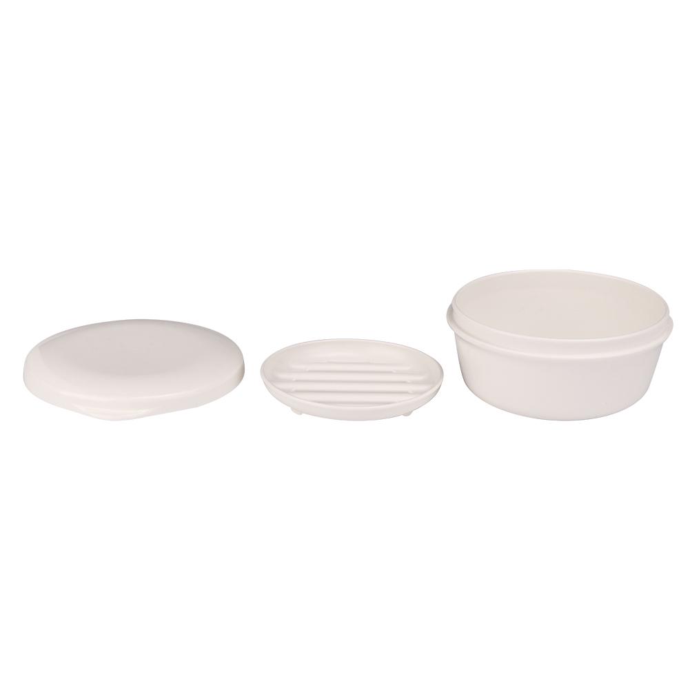 Portable Round Soap Box Case Waterproof Soap Dish Container Holder with Draining Plate Cover for Travel Bathroom Accessories