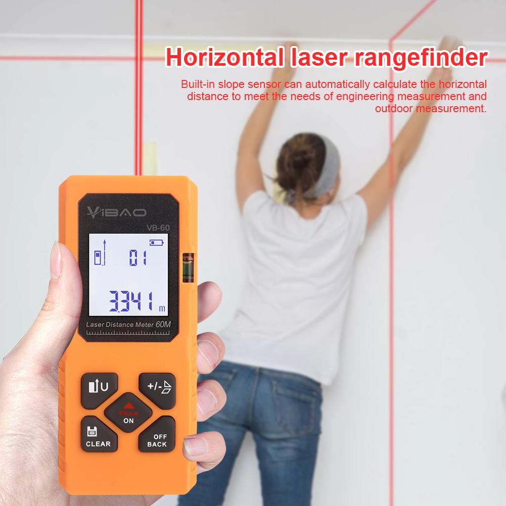 Portable Handheld Rangefinder USB Rechargeable Electronic Ruler 60M Digital Measure Tool for Home