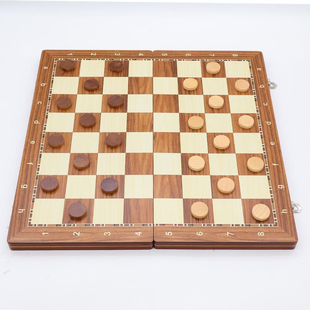 Magnetic Three-in-One Folding Wooden Chess Set for Beginners
