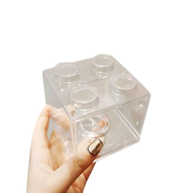 Building Block Toy Storage Box Transparent Plastic Block-Shaped Piggy Bank Coin Storage Box Stackable Sundries Storage Tank