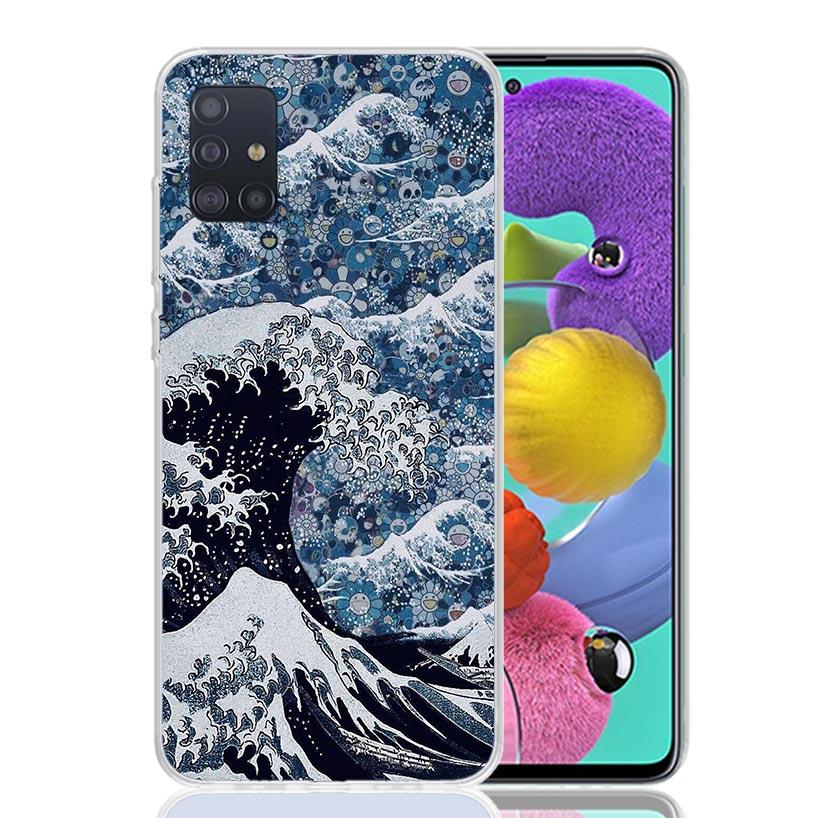 Japanese Style Wave Art Phone Case For Samsung Galaxy A52 A32 A22 A12 A02S A50S A30S A51 A31 AA71 Note 20 Ultra 10 S10 Plus Gala