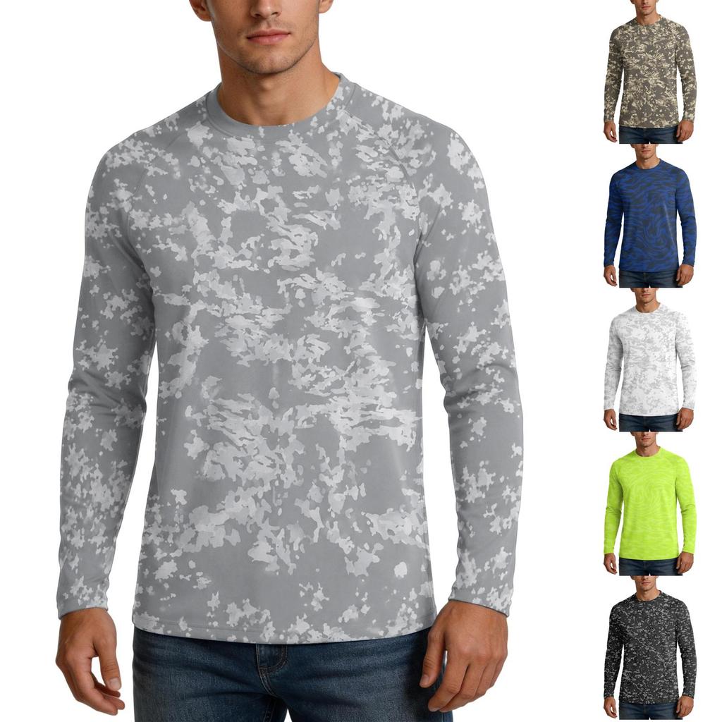 Men's UPF50+ Sun Protection Shirt Long Sleeve Outdoor Stretch Athletic Top Lightweight Quick Dry UV Resistant