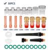 ABUL-30Pcs TIG Welding Torch Accessories Stubby Gas Lens 4 -12 Cup Kit For WP-17/18/26 Torch Welding Supplies
