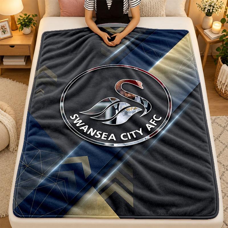 Flannel BlanketSwansea City Warm Soft Throw Blanket for Indoor Sofa Bed Living Room Use
