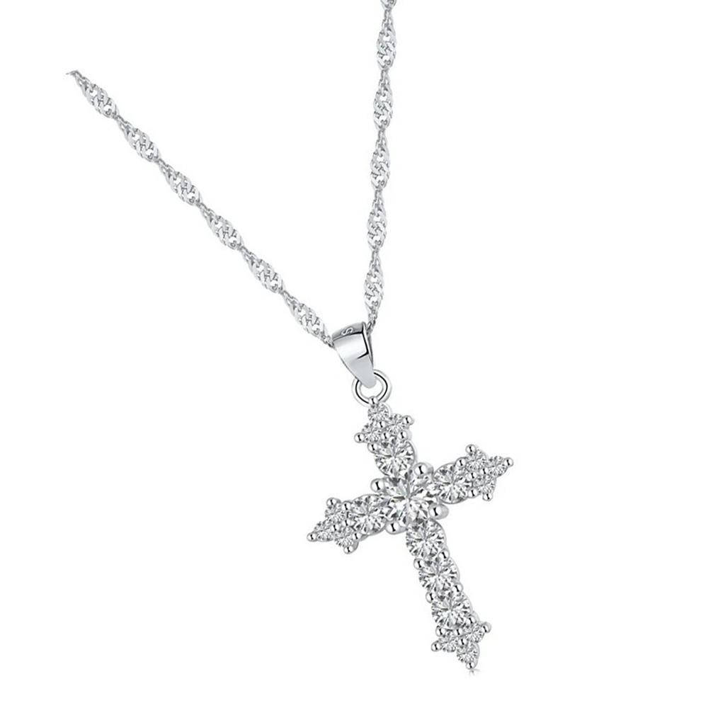 Elegant Cross Pendant Necklace Alloy Minimalist Design Adjustable Chain for Women Jewelry Gift Versatile Daily Wear