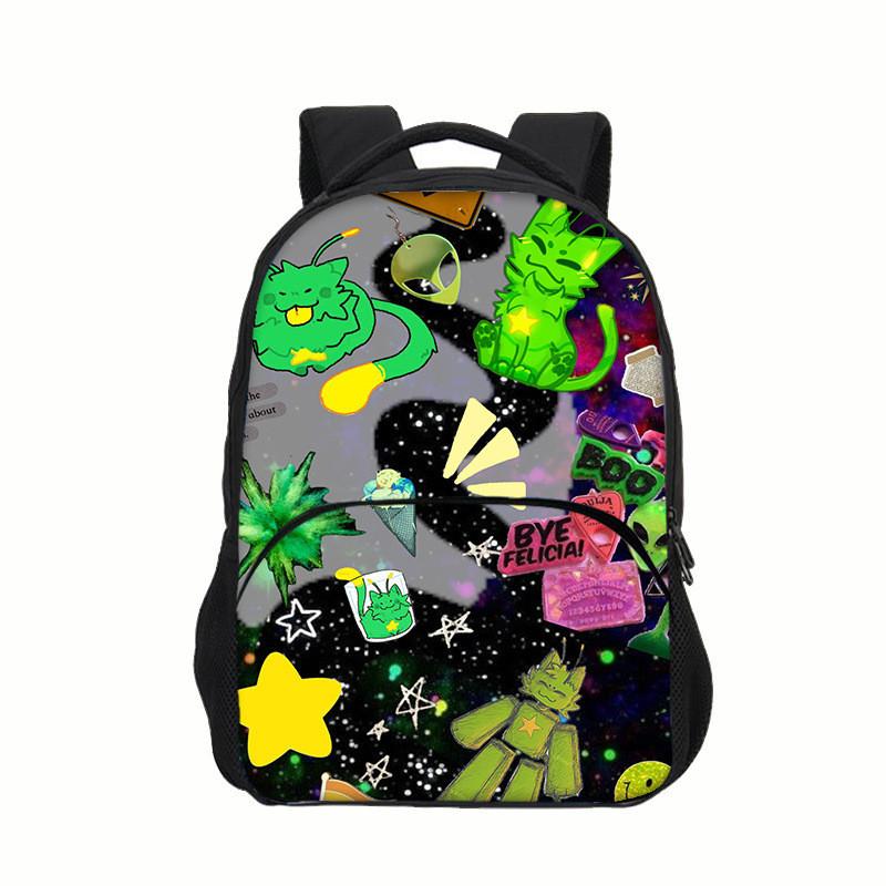 Regretevator Gnarpy Green Cat Backpack With Printed Design For School Use StyleP