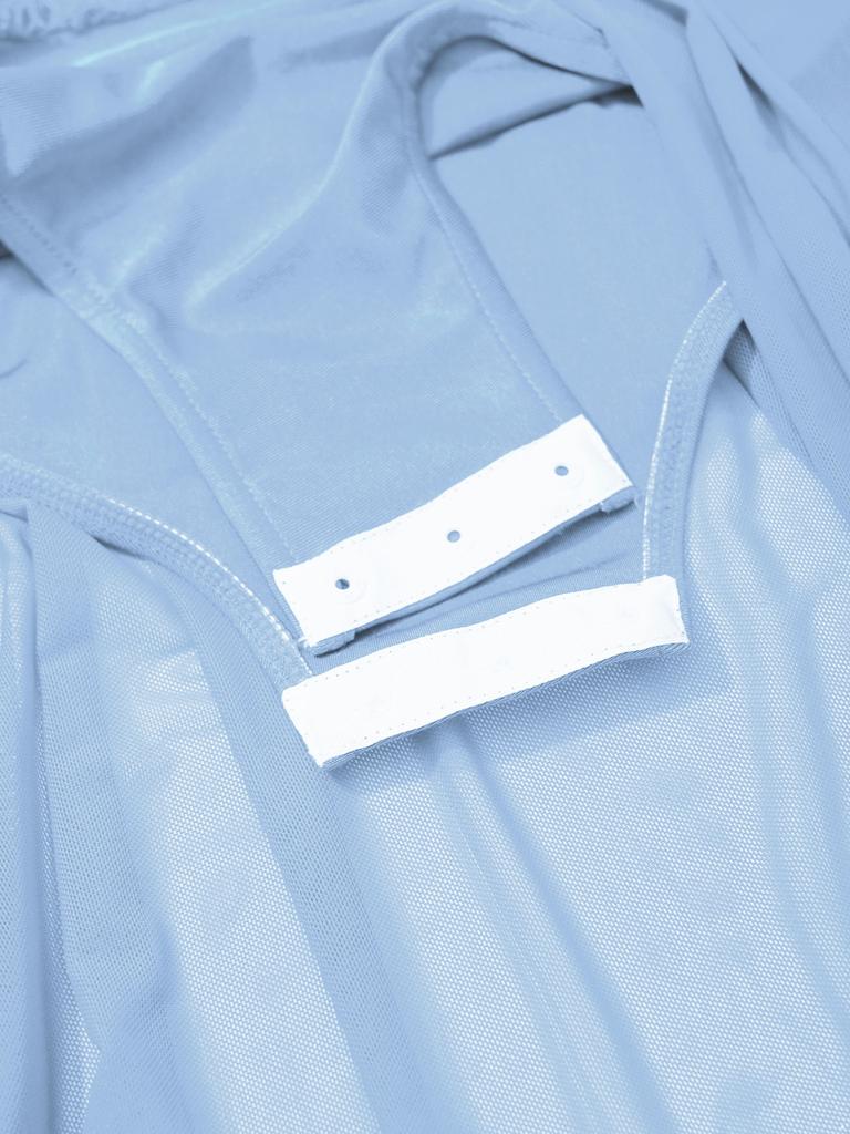 Kinder Mädchen Lyrisches Tanzkleid mit floralem Spitzen-Patchwork: Elegantes Stehkragen- und Cut-out-Rückendesign für Bühnenauftritte