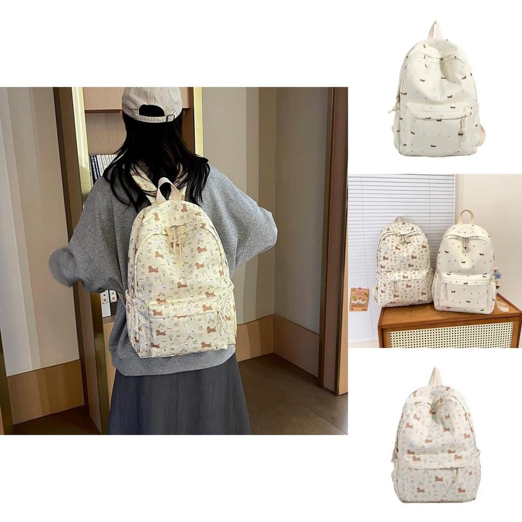 Japanese Ins Floral Dachshund Backpack With Cushion Straps For School And Travel