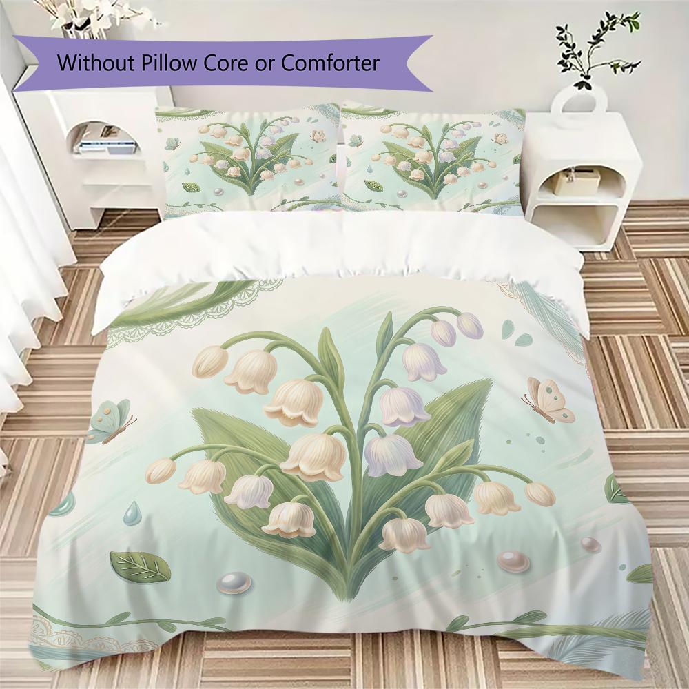 Winter Snowdrop Pattern Bedding uilt Set uilt Cover Pillowcase Home Decoration Birthday Gift (1 * duvet cover + 2 * pillowcase without core)