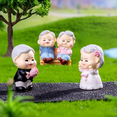 Cartoon Heiratsantrag Opa Oma Figuren Mini Puppen Auto Innenraum Armaturenbrett Ornament DIY Landschaftsdekoration Haus Harz Handwerk