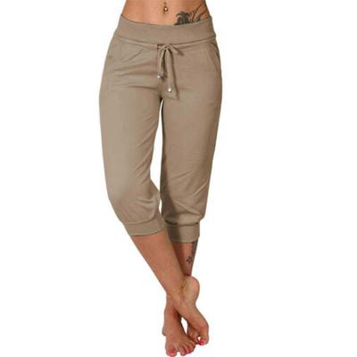 Damen Slim Fit Hose Lässige einfarbige Sporthose mit Kordelzugtaschen