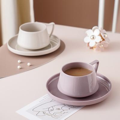 Ceramic Ins Home Office Afternoon Tea Mug, Solid Color Latte Hanging Ear Creative Simple Set Coffee Cup Saucer