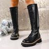 Autumn Winter Large Size Women's Shoes Elegant Temperament Height Increase Long Boots Lace Up Fashion Non Slip Knight Boots