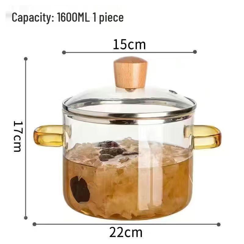 

Кастрюля для лапши из высокоборосиликатного стекла с крышкой - Кастрюля для супа с двумя ручками, популярная в интернете, для приготовления пищи.