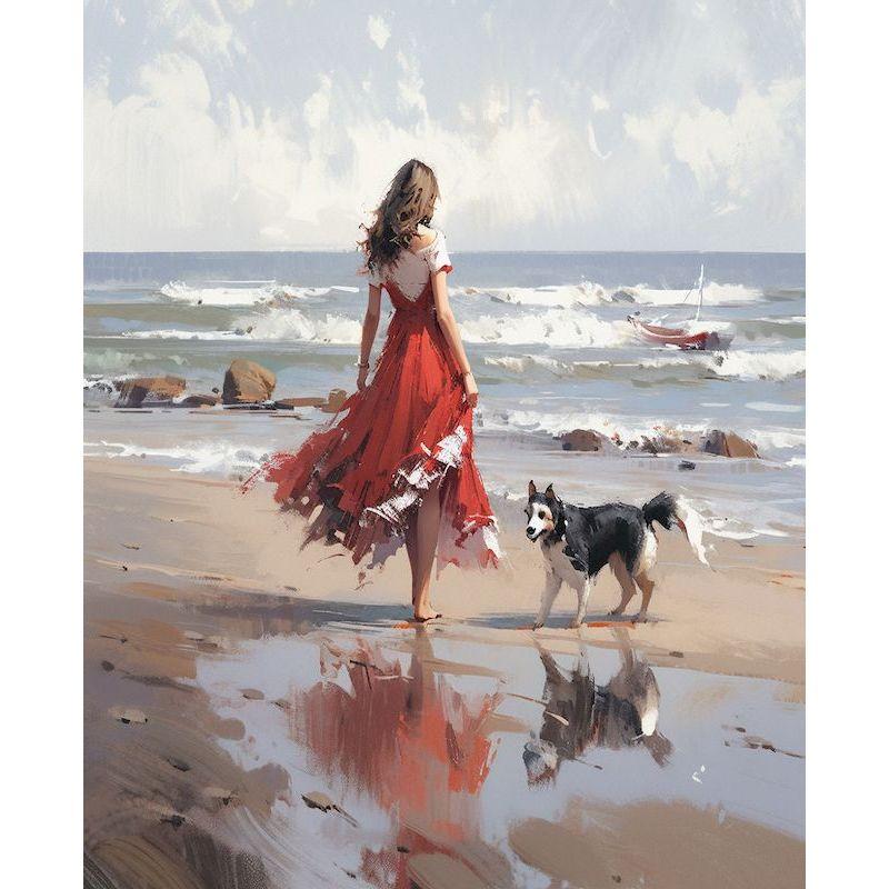 CHENISTORY Paint By Number Beach Couples Girl Drawing On Canvas Wall Art Picture Coloring By Numbers Home Decoration Painting