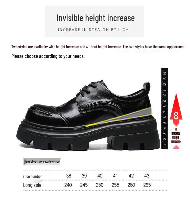 Pánske ležérne topánky z pravej kože na zvýšenie výšky z roku 2025: Hrubá podrážka, priedušná, všestranná, formálny britský štýl