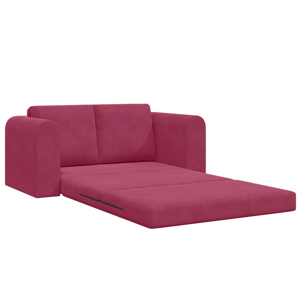 Wine Red Velvet Sofa Bed 148 x 71 x 83 cm