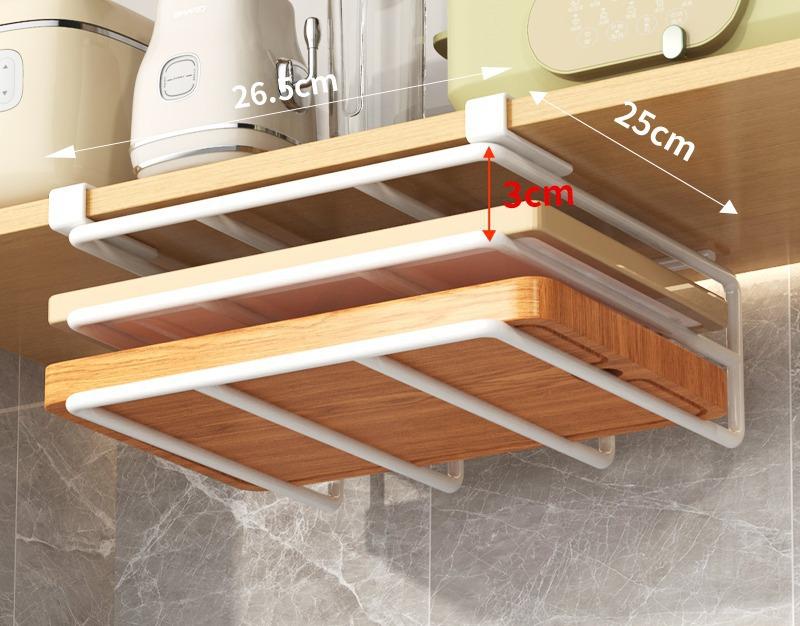 Kjøkken Ikke-punching Multifunksjonelt grytelokk Skjærebrett Plassering Oppbevaringsstativ Skap Hengende skap Nedre henger