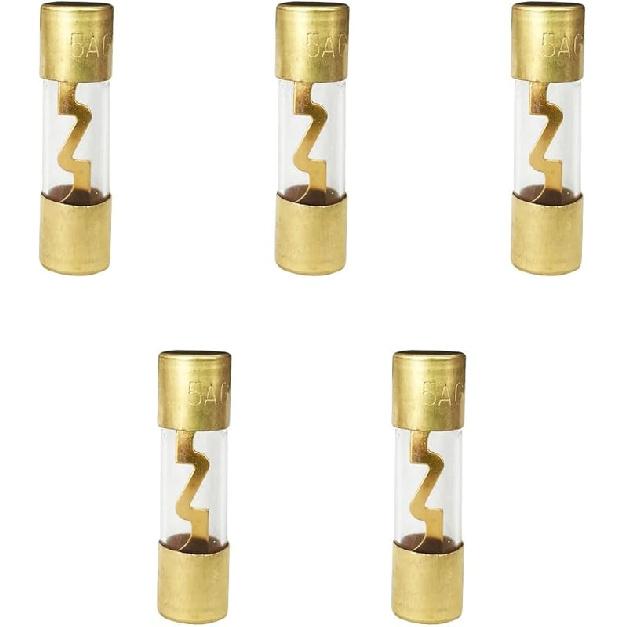 100A AGU Fuse Gold Plated Glass Inline Car Audio, 5Pack Glass Fuse for Car/Auto/Marine Audio Stereo Amplifier Power Protection, Audio Stereo Sytem 50A