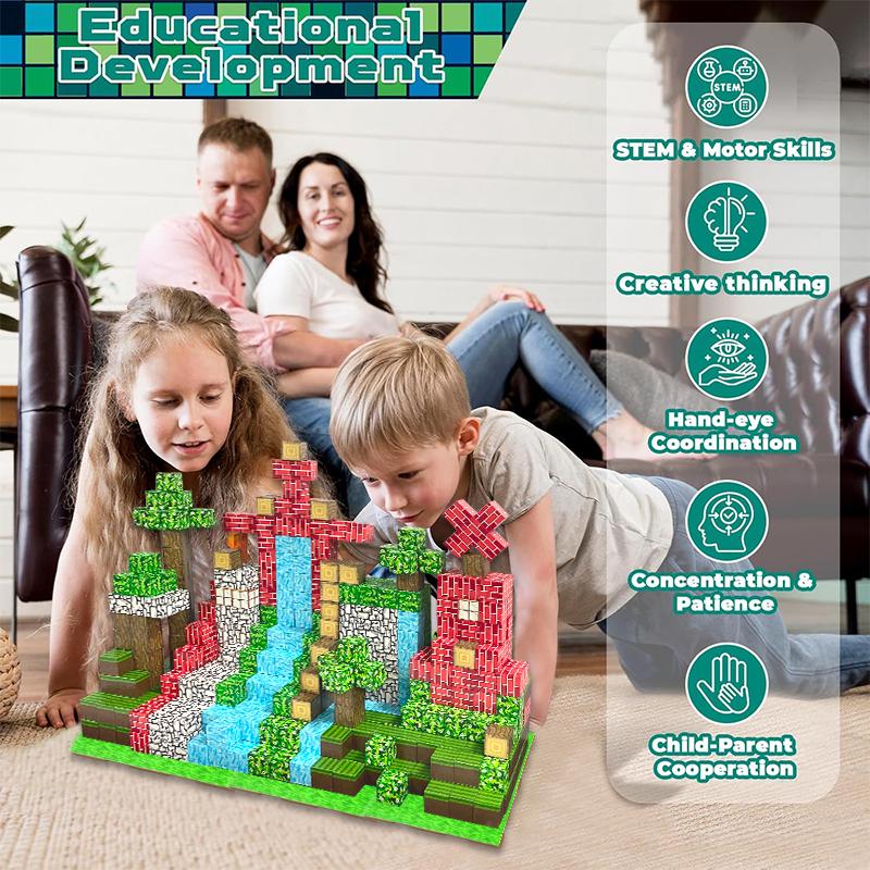 Magnetisches Bausteinspielzeug Baustein-Set, DIY-Montagespielzeug für Kinder Bausteintisch Bauspiele mit Grundplatte