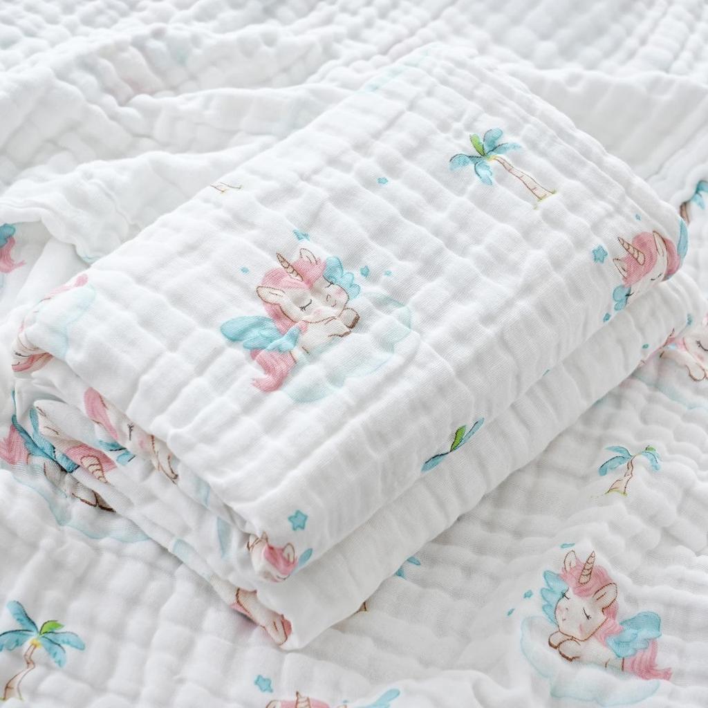 High-Density Six-Layer Pure Cotton Baby Bath Towel and Swaddling Blanket for Newborns and Children