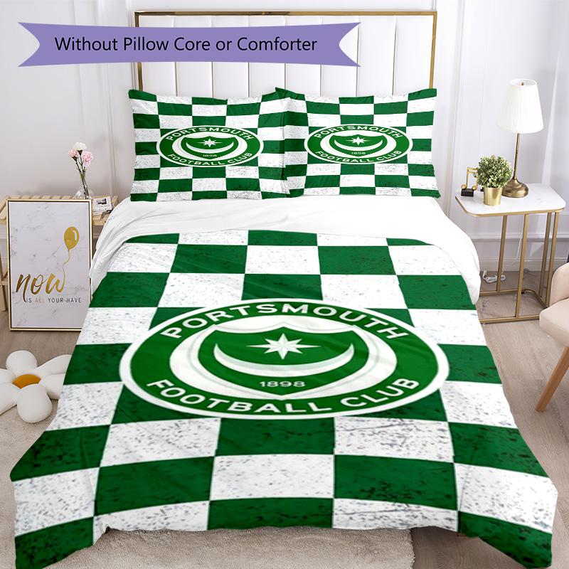 Set Copripiumino Stampato Portsmouth F.C. – include 1 copripiumino e 2 federe coordinate Decorazione per la camera da letto Regali di Natale