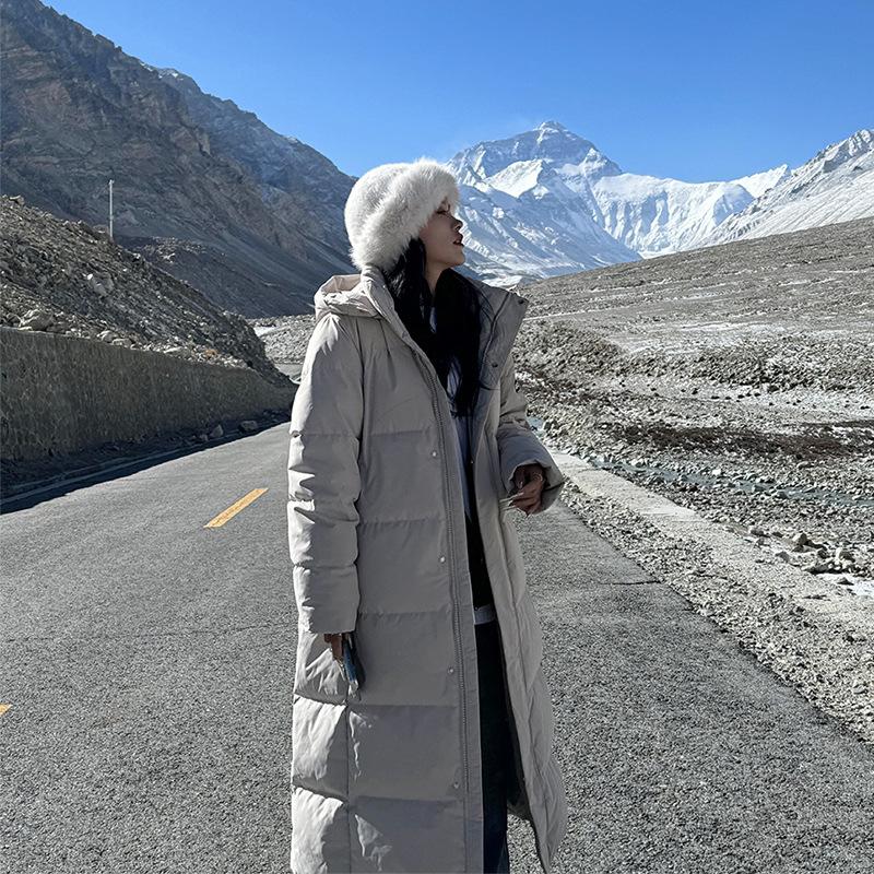 Chinese Opera Down Cotton Jacket Women's Long Model 2025 Winter New Korean Version Loose Cotton Jacket Over the Knee Padded Jacket Thickened Jacket