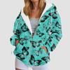 Damen Kapuzenpullover mit Schmetterlings-Grafik Herbst Reißverschluss Langarm Lockere Jacken Mäntel Streetwear Harajuku Lässige Kapuzenpullover