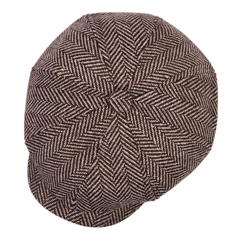 Classic Herringbone Men Trucker Newsboy Caps Winter Outdoors Warm Beret Hats Street Artist Painter Cap Hat
