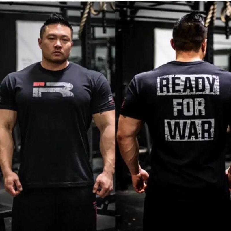 2025 New Plus Size Fashionable Men's Sportswear Short Sleeved Printed Cotton T-shirt Training Sportswear Bodybuilding T-shirt