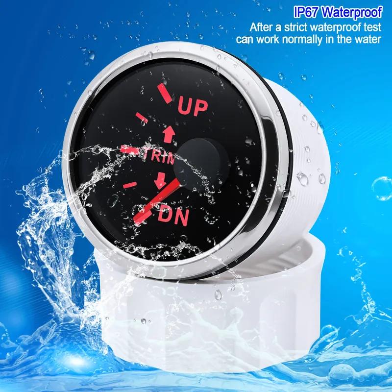 0-190 Ohm 52mm UP-DN Right Side Trim Meter Waterproof Trim Gauge with Red Backlight Stainless Steel Bezel Car Accessories