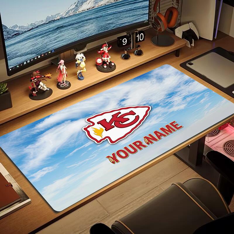 Kansas City Chiefs Druck Kissen Rutschfest Laptop Tablet Großes Mauspadd XXL Matte Mini-PC Spielmatte Mit Verriegeltem Rand