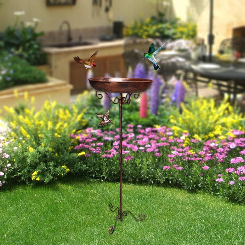 Freestanding Bird Bath Bowl Wildbird Drinking Gift Bird Feeder Tray Feeding Station for Park Yard Outdoor Attracting Birds Porch