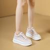 Fujin 7.5cm Microfiber Leather Suede Platform Shoes Wedge Sneakers for Women Summer Shoes Mesh Breathable Female White Sneakers