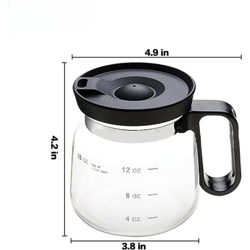 1Pcs Borosilicate Glass Cup, Glass Coffee Cup, 16 Oz Coffee Pot Style Lidded Cup, Large Capacity Hot and Cold Beverage Cup 300ml
