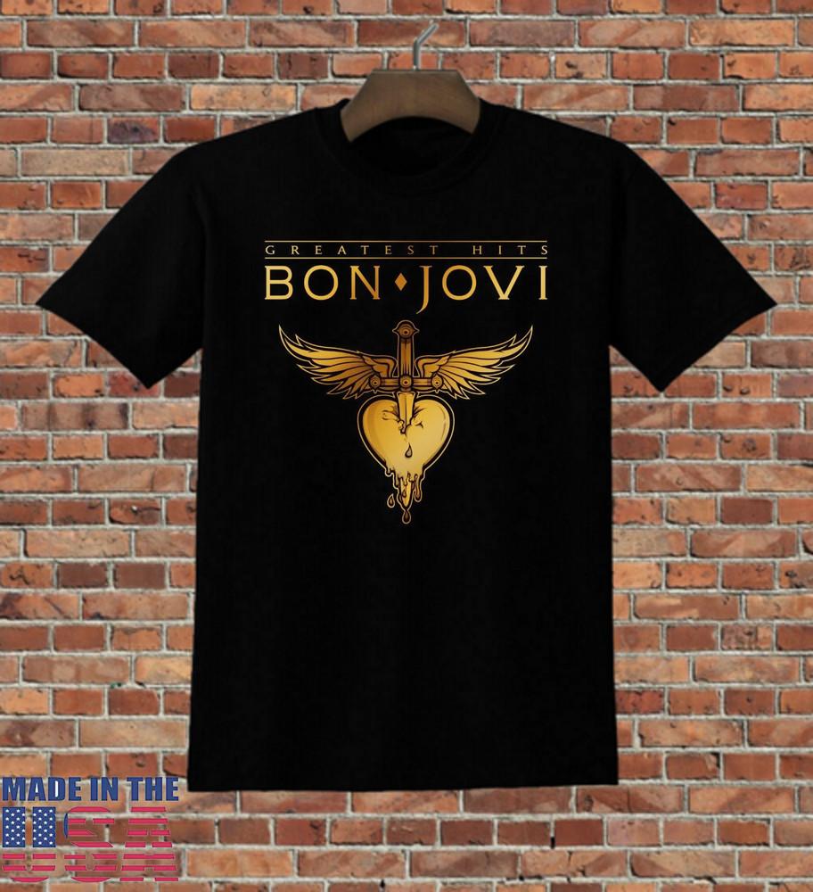 Bon Jovi Greatest Hits - Подарок для фаната Bon Jovi Футболка Полный размер S-5XL Унисекс Футболка S