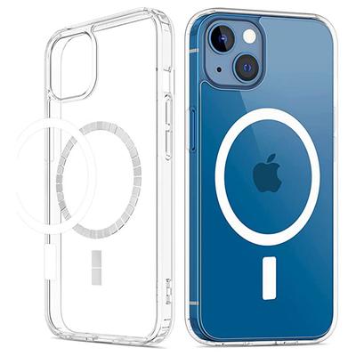 Przezroczyste etui na telefon dla iPhone'a 15, Akrylowe + TPU etui na telefon z pierścieniem magnetycznym, kompatybilne z MagSafe